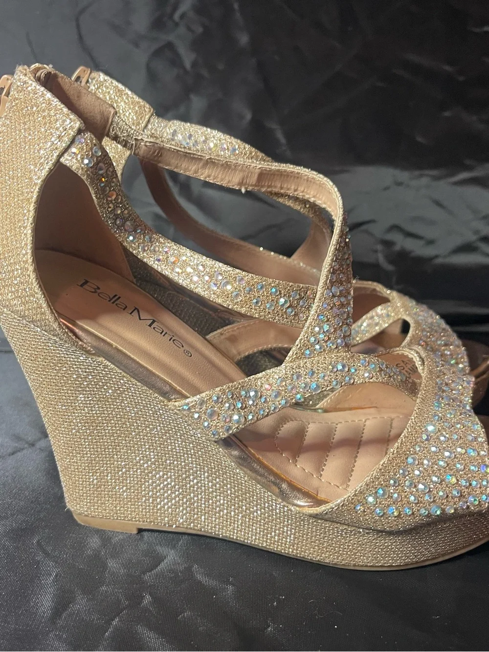Bella Marie Champagne Crystal Strappy High Heels